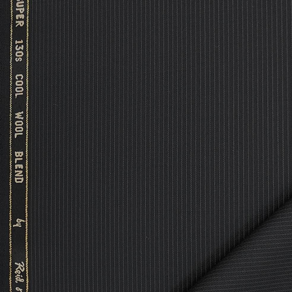 Trouser Fabric Reid & Taylor 130s Wool Blended Pin Lining Colour Black